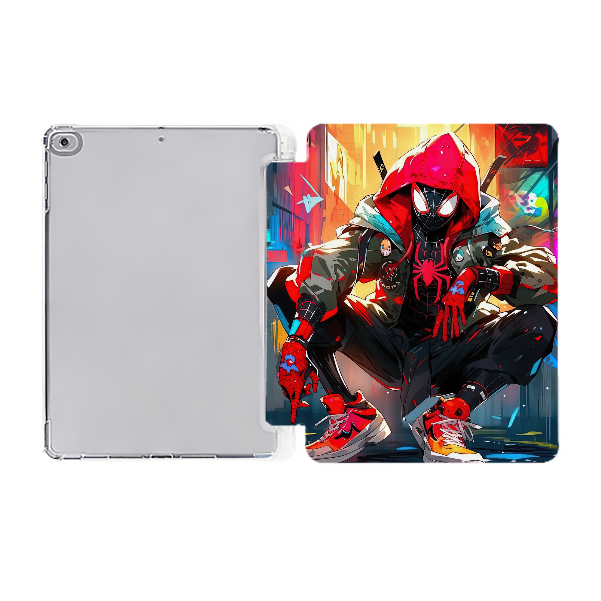 （画像用） Spider Man スパイダーマン IPad ケース ペン収納付き 三つ折りスタンド PUレザー×シリコン 対応機種9.5/10.5/10.9インチ